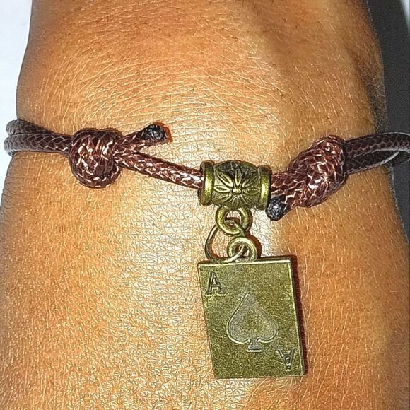 Hand crafted unisex Brown Ace bracelet - Picture 1 of 10